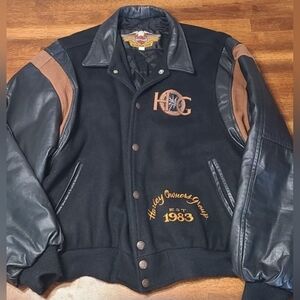Harley Davidson Vintage 1983 Wool & Leather Bomber Jacket